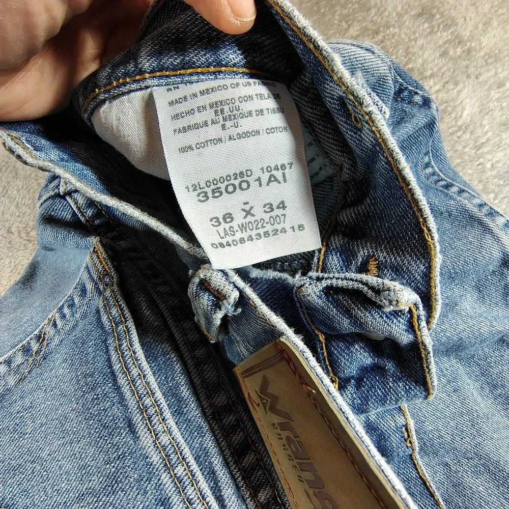 Wranglers Jeans Size 36‎ X 34 Straight Leg 100% Cotton Blue Denim Work Wear